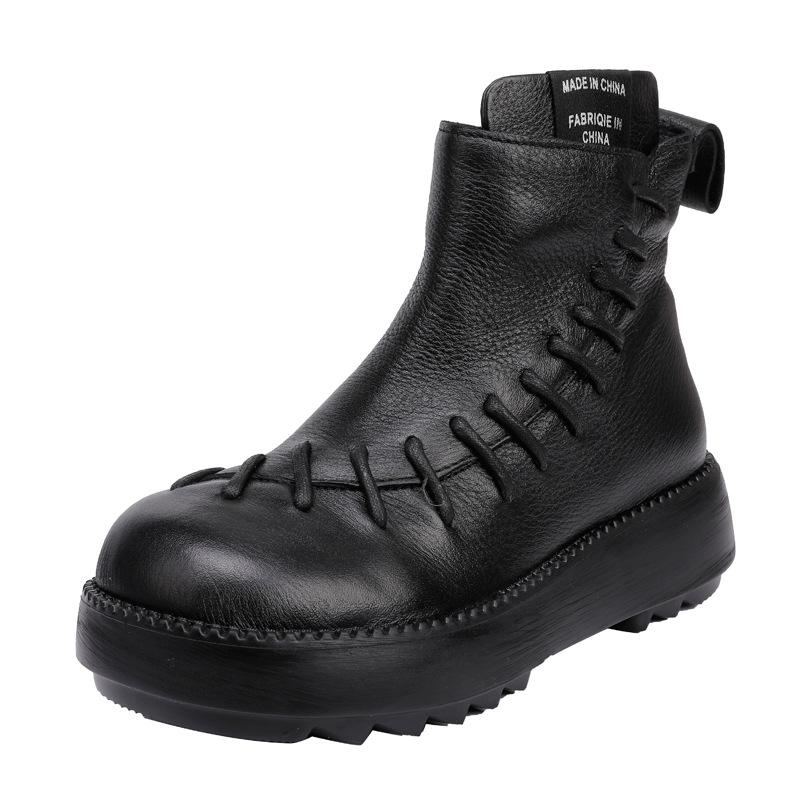 Vinter Vår Retro Läder Patch Casual Stövlar Boots