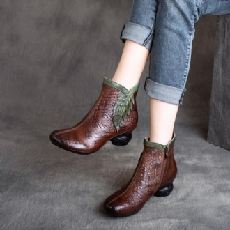 Vinter Vår Retro Leaf Leaf Casual Ankel Boots Stövlar