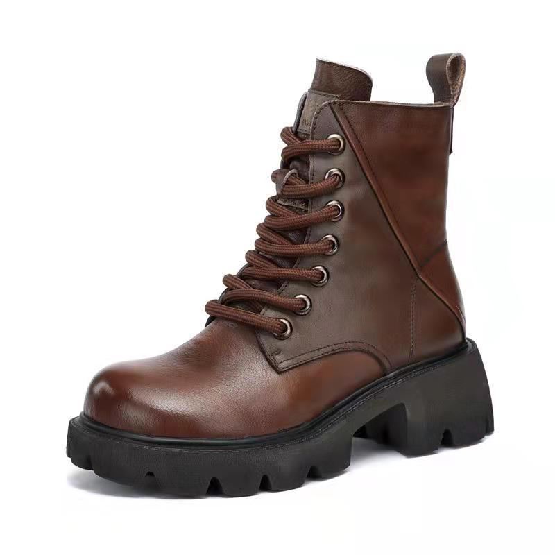 Vinterläder Rund Head Platform Casual Stövlar Boots