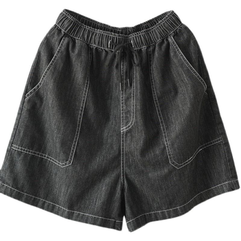 Dam Retro Lösa Sommar Denim Shorts I Bomull