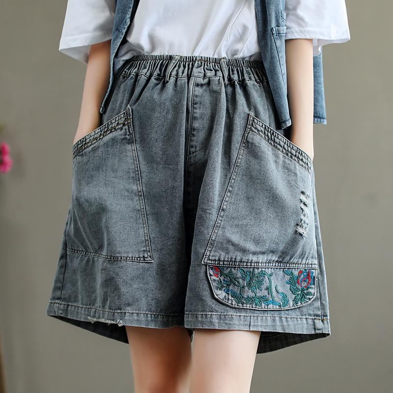 Plus Size Ripped Loose Vintage Jeansshorts