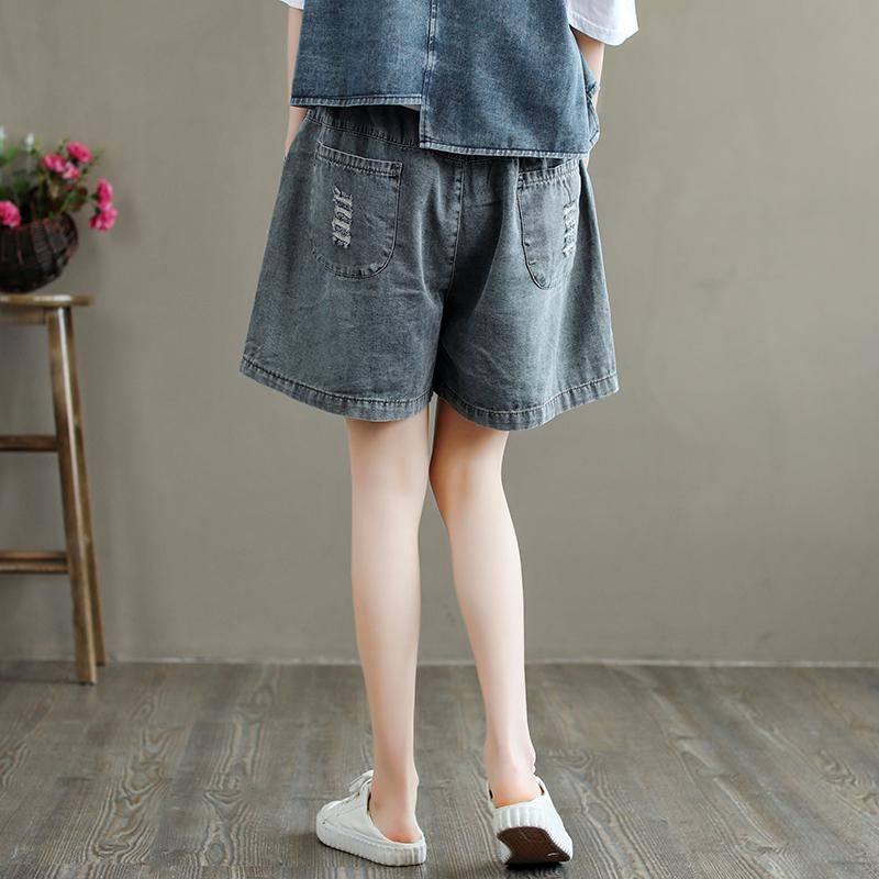 Plus Size Ripped Loose Vintage Jeansshorts