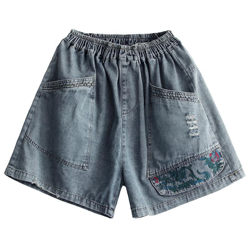 Plus Size Ripped Loose Vintage Jeansshorts