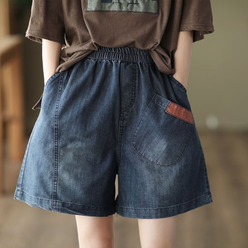 Sommar Dam Retro Lösa Denim Shorts I Bomull