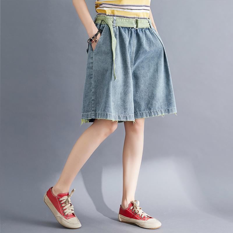 Summer Loose A-line Cotton Denim Shorts