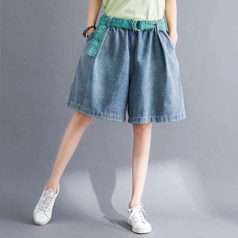 Summer Loose A-line Cotton Denim Shorts