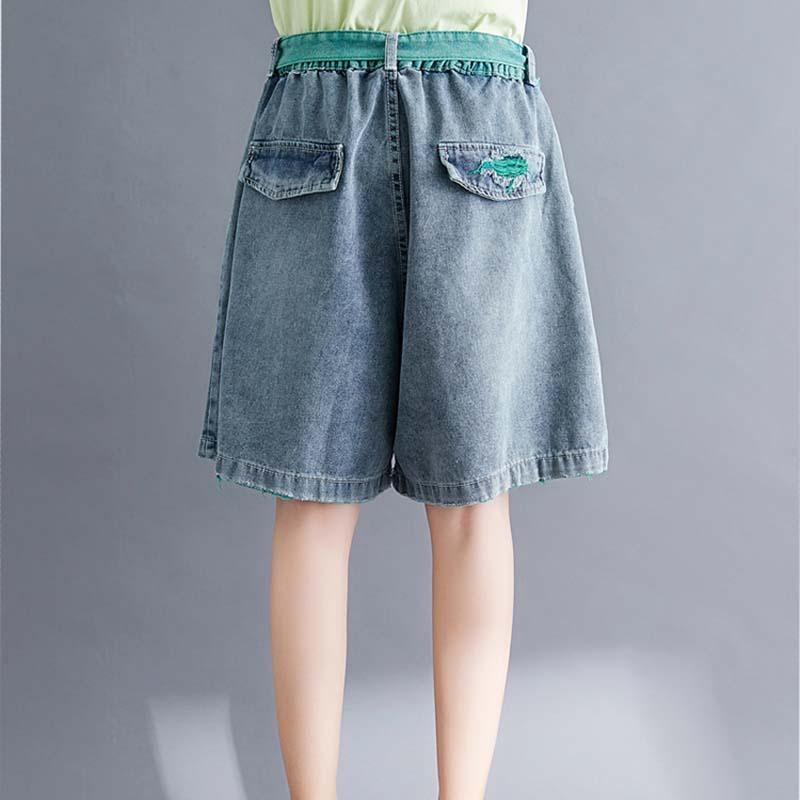 Summer Loose A-line Cotton Denim Shorts