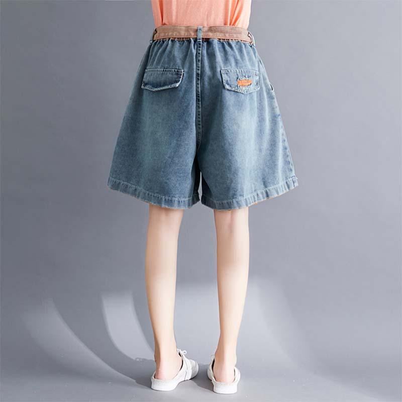 Summer Loose A-line Cotton Denim Shorts