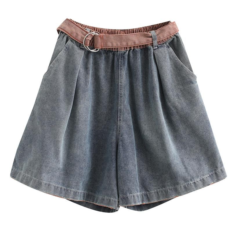 Summer Loose A-line Cotton Denim Shorts