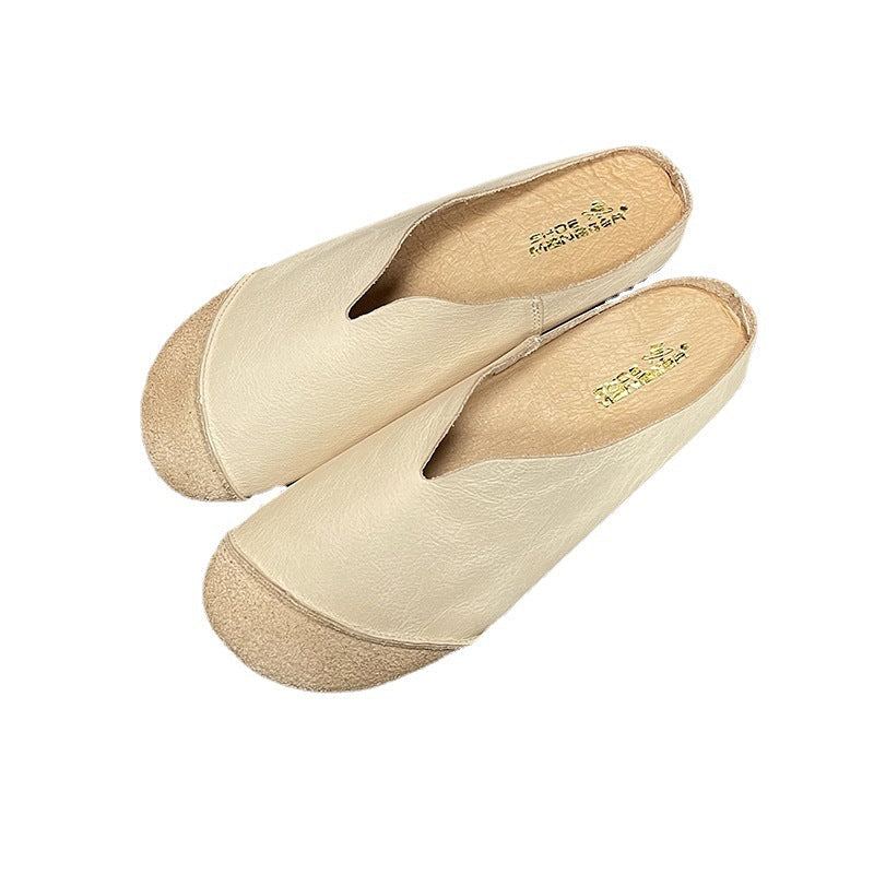 Dam Sommar Retro Läder Casual Flat Tofflor