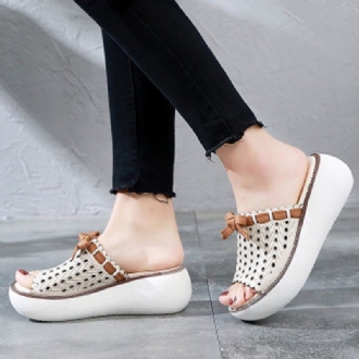 Hollow Out Bow Knot Platform Casual Tofflor