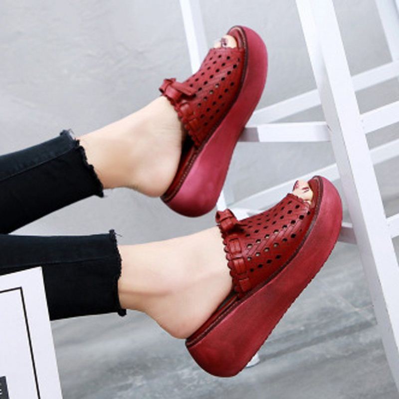 Hollow Out Bow Knot Platform Casual Tofflor