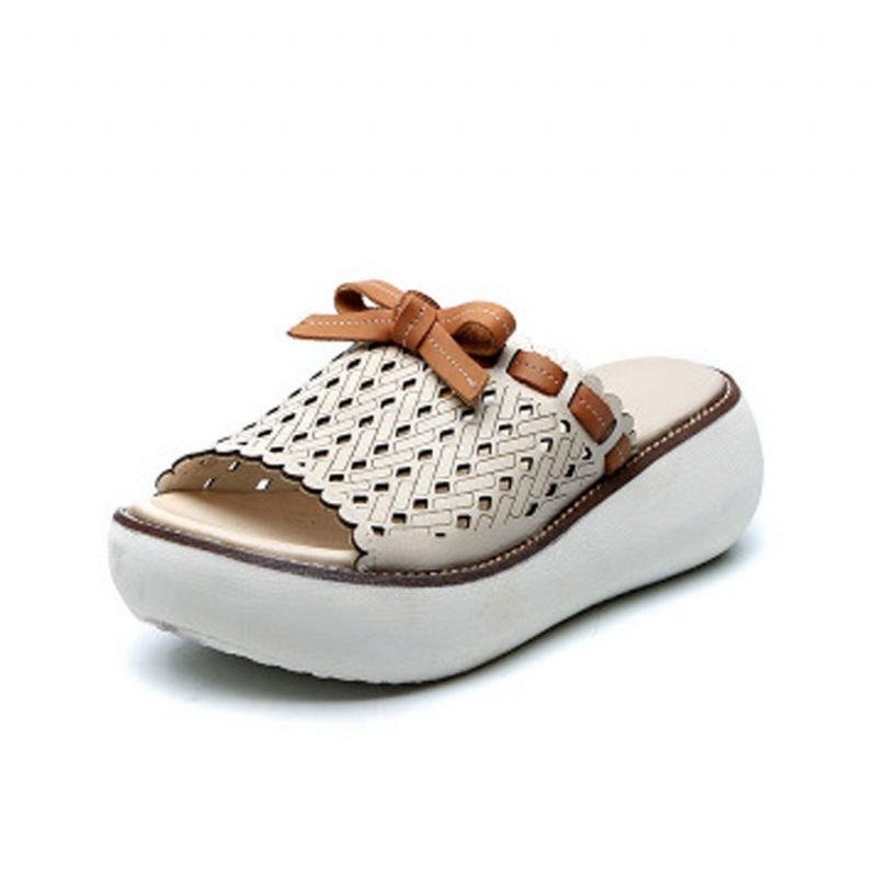 Hollow Out Bow Knot Platform Casual Tofflor