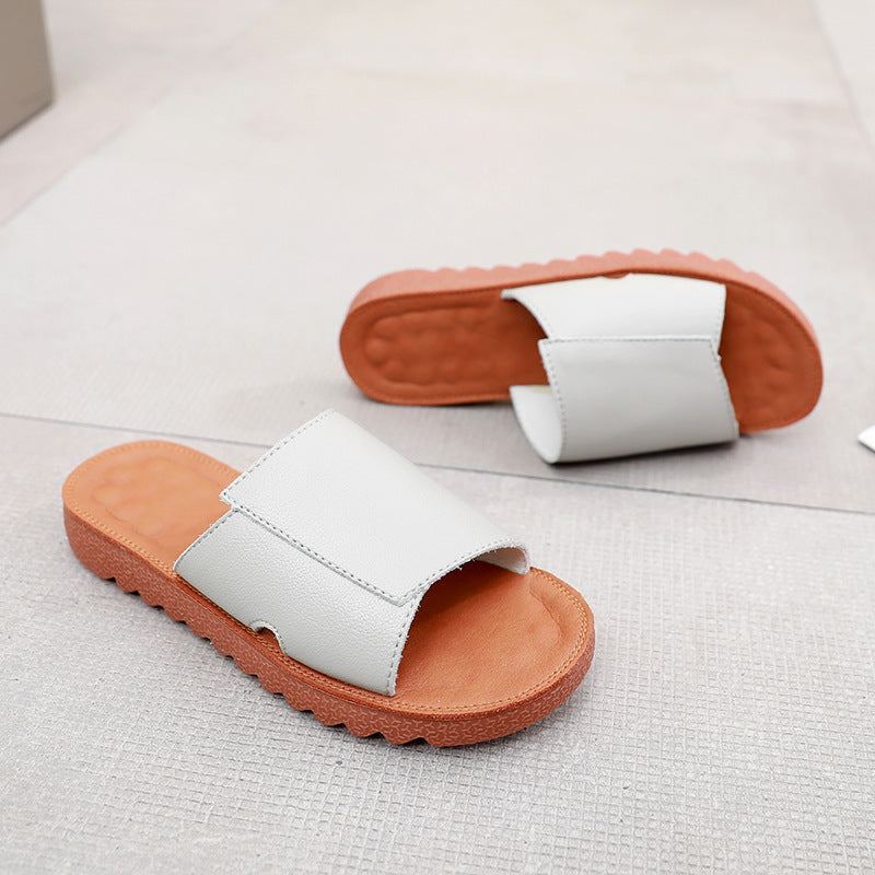 Summer Flat Retro Läder Casual Tofflor