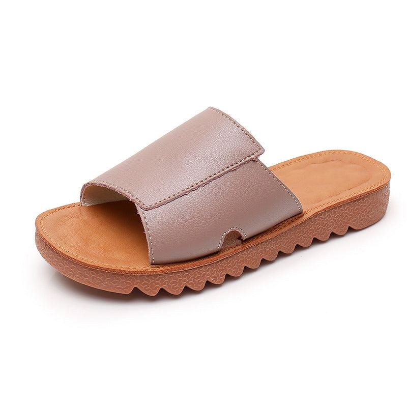 Summer Flat Retro Läder Casual Tofflor