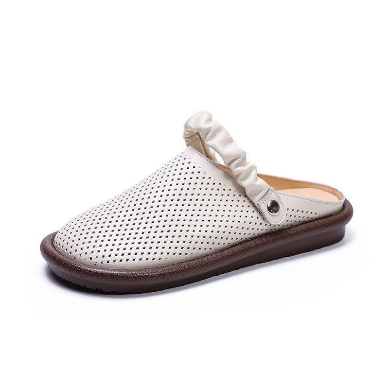 Dam Vintage Summer Hollow Läder Casual Sandaler Tofflor