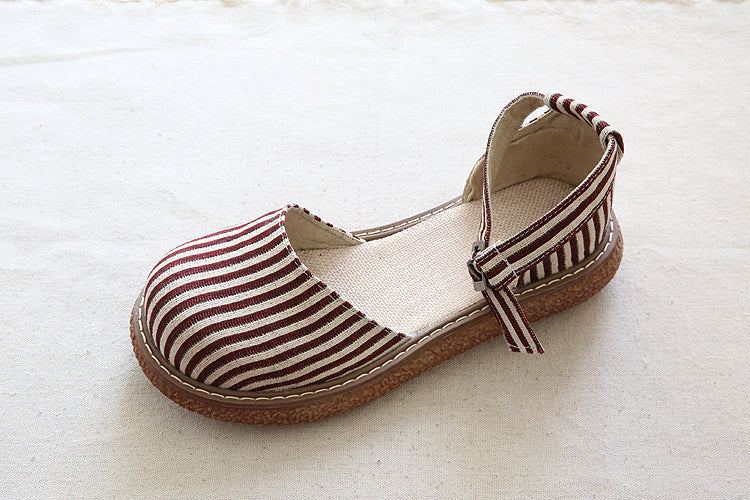 Damer Sommar Retro Stripe Canvas Sandaler