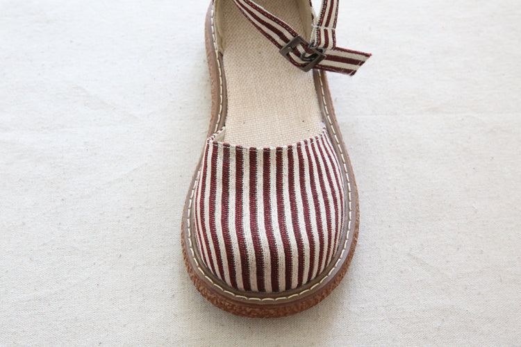 Damer Sommar Retro Stripe Canvas Sandaler