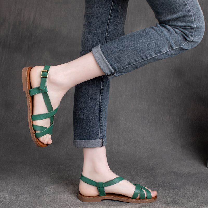 Kvinnor Casual Casual Läder Strappy Sandaler