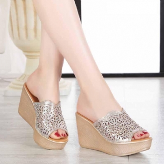 Rhinestone High Slope Heel Halkfria Sandaler Och Tofflor Stl 11 September