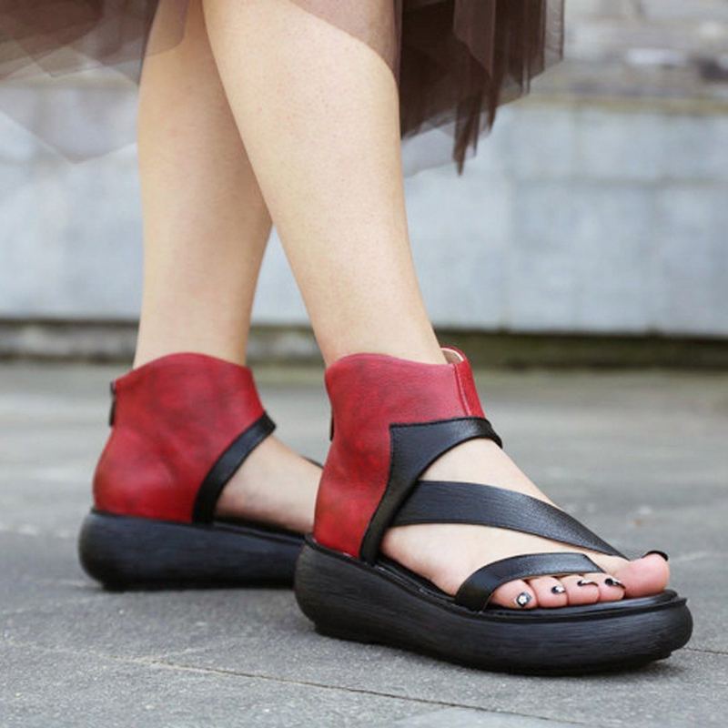 Rome Clip Toe Dragkedjor Color Block Lädersandaler