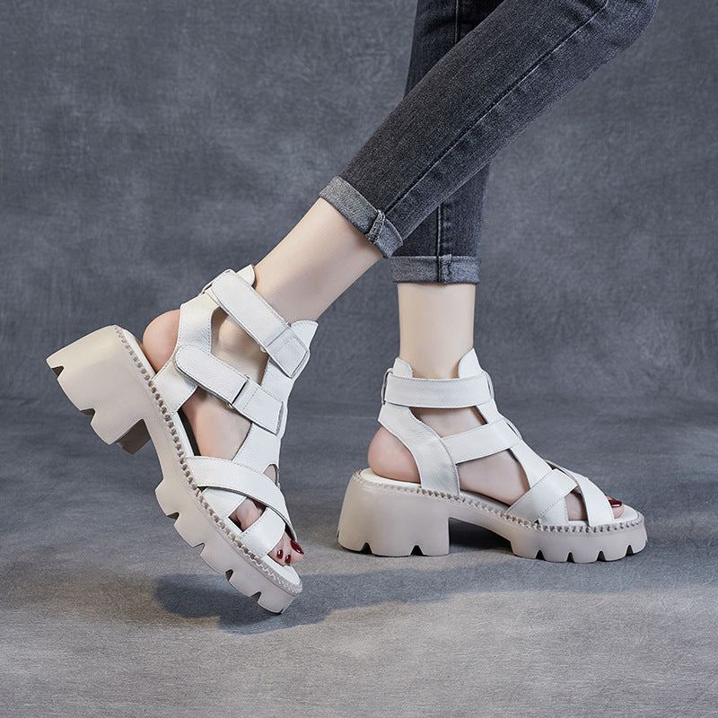 Sommarflätat Läder Damer Casual Wedge Sandaler