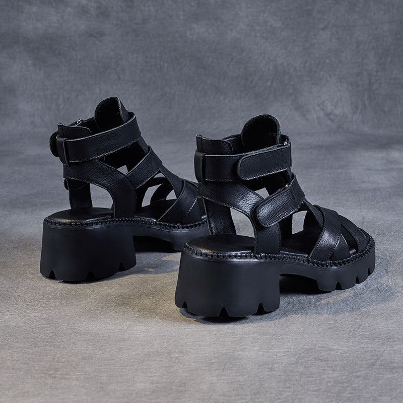 Sommarflätat Läder Damer Casual Wedge Sandaler