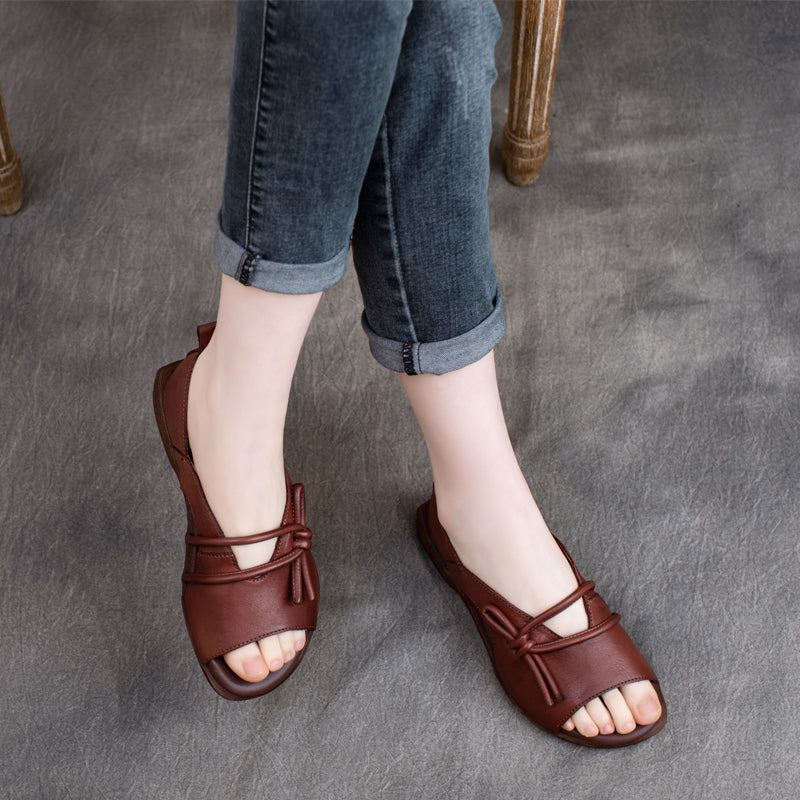 Summer Leather Vintage Handgjorda Flat Casual Sandaler