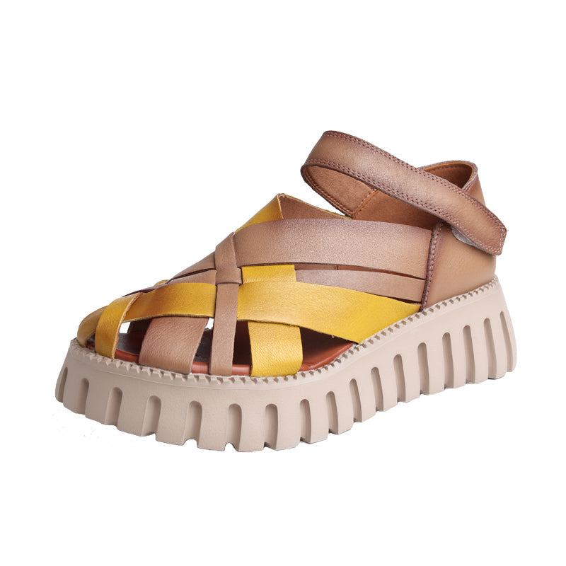 Vår Sommar Retro Hollow Strappy Lädersandaler