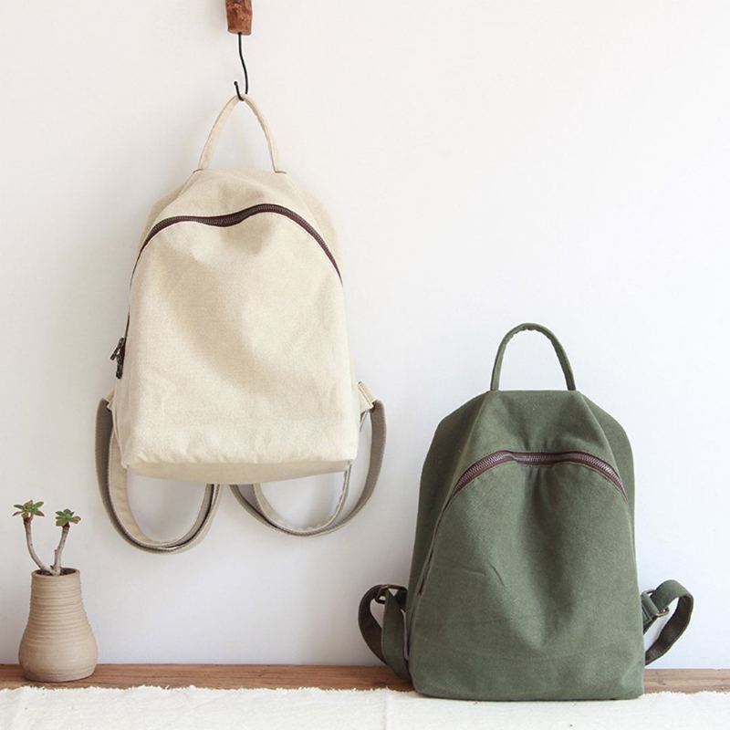 Kvinnor Solid Enkel Canvas Bag Ryggsäck