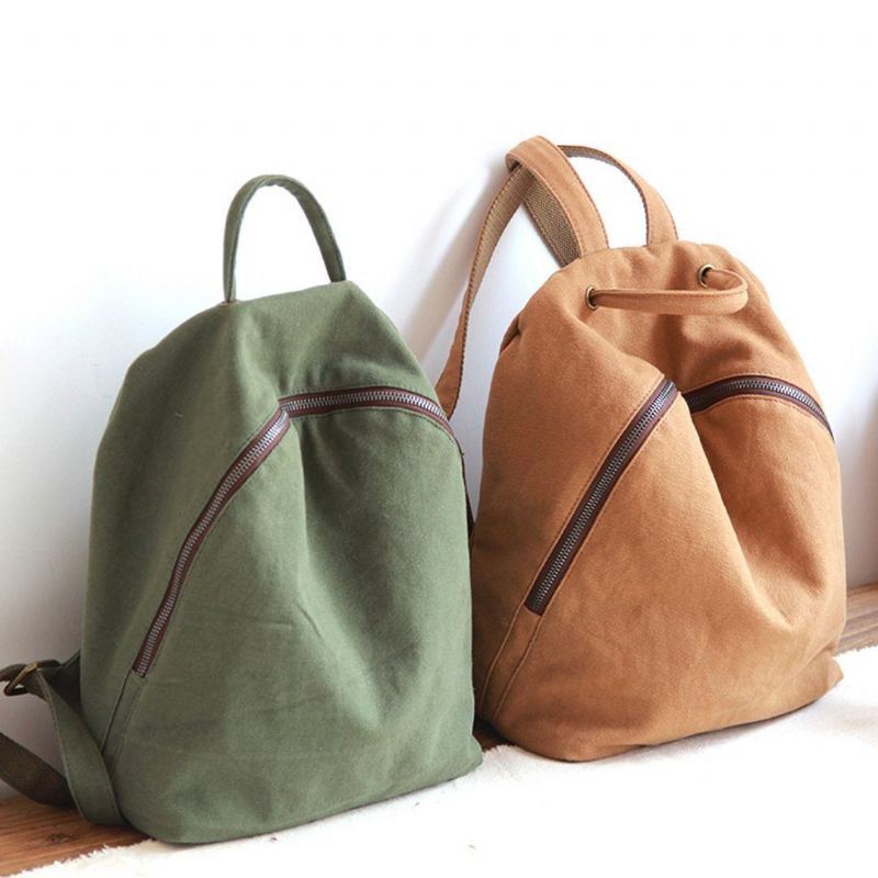 Kvinnor Solid Enkel Canvas Bag Ryggsäck