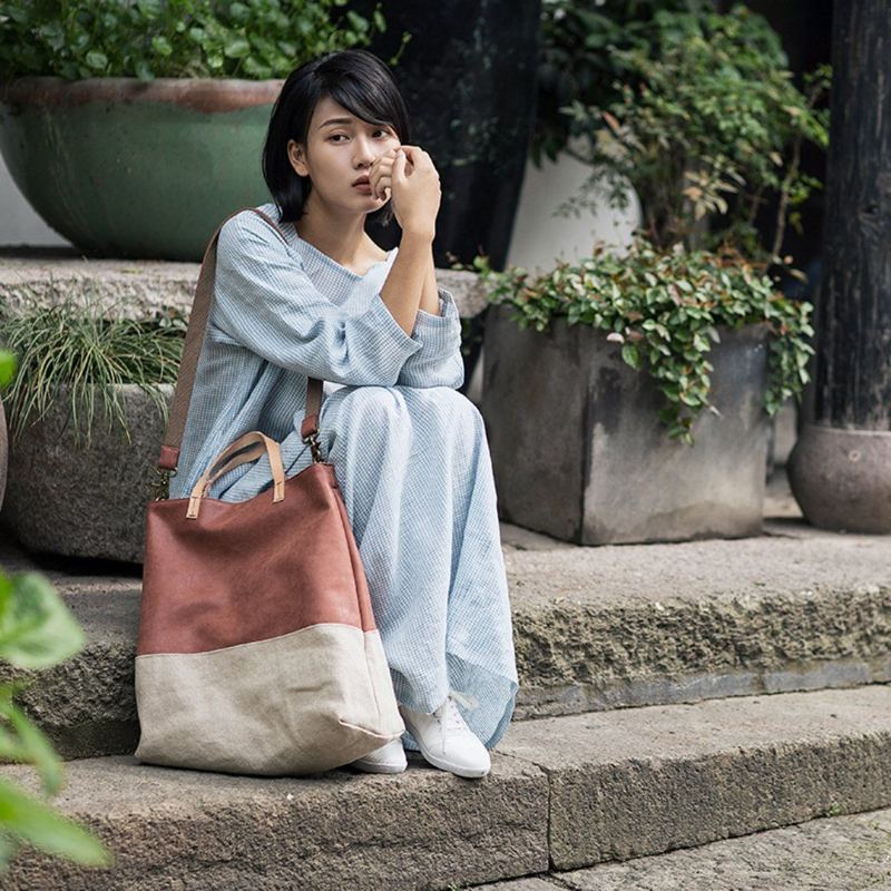 Retro Color Block Crossbody-väska Casual-väska Med Stor Kapacitet