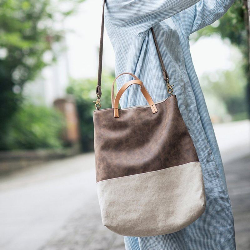 Retro Color Block Crossbody-väska Casual-väska Med Stor Kapacitet