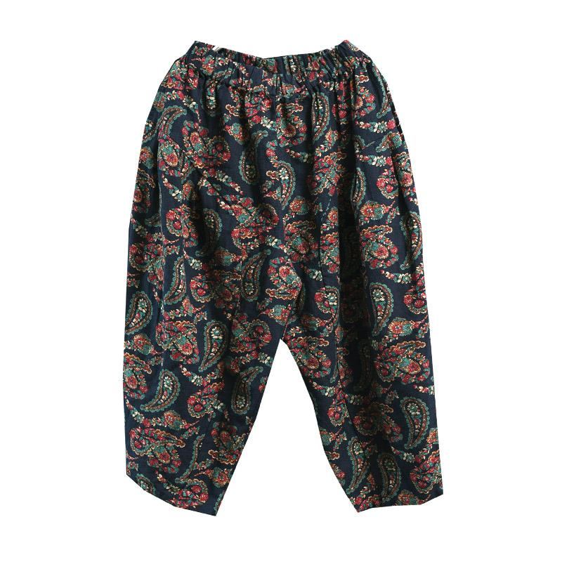 Bloomers Linen Cropped Retro Harem Byxor