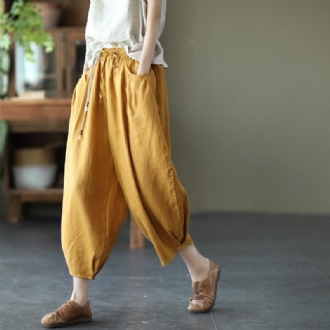 Bloomers Retro Summer Loose Cotton Linen Byxor