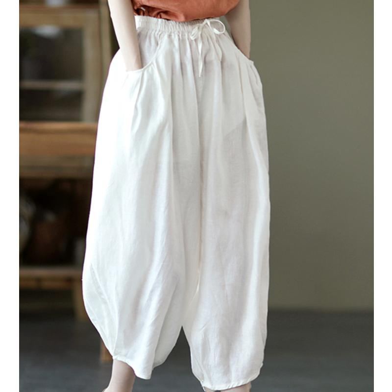 Bloomers Retro Summer Loose Cotton Linen Byxor