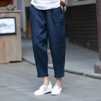 Bomull Och Linne Damer Casual Cropped Pants Rädisbyxor