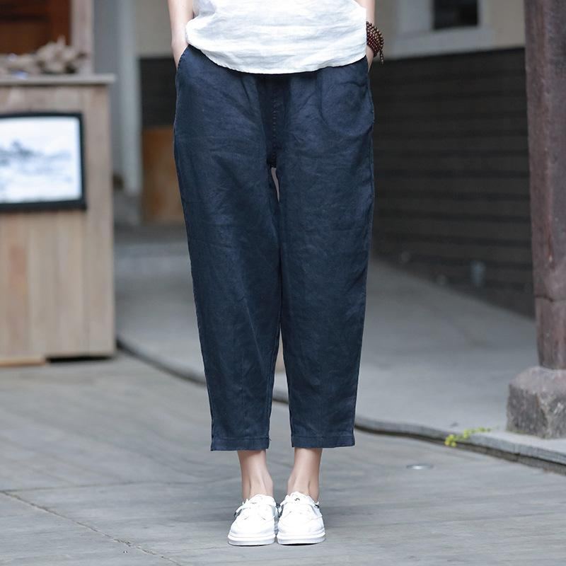 Bomull Och Linne Damer Casual Cropped Pants Rädisbyxor