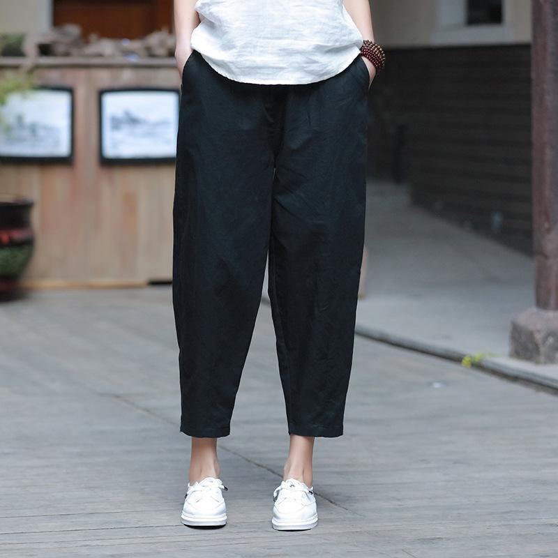 Bomull Och Linne Damer Casual Cropped Pants Rädisbyxor