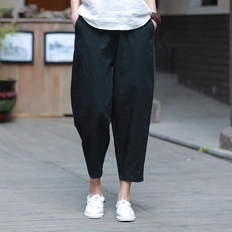 Bomull Och Linne Damer Casual Cropped Pants Rädisbyxor