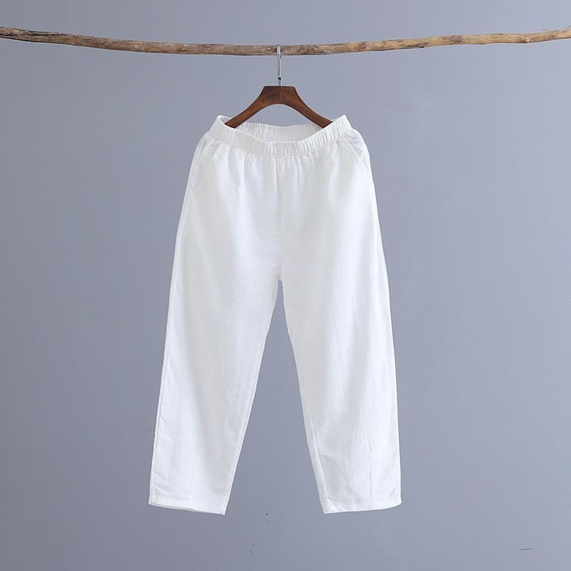 Bomull Och Linne Damer Casual Cropped Pants Rädisbyxor