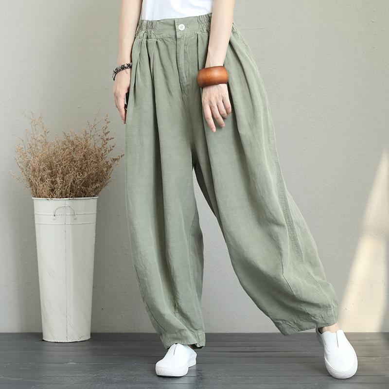 Casual Wide Leg Linen Byxor Dam Lösa Byxor