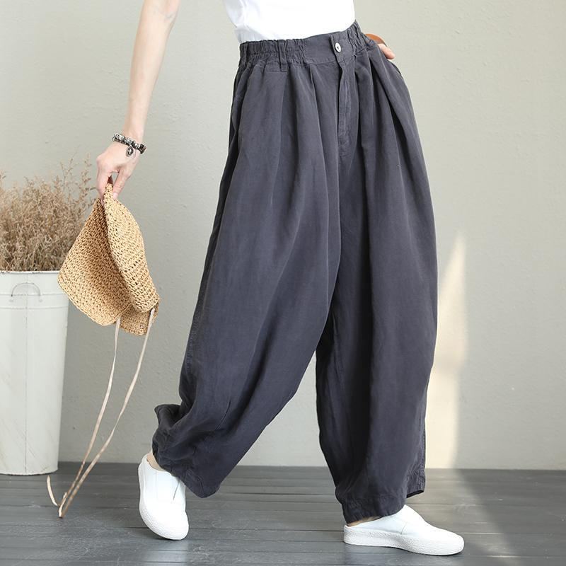 Casual Wide Leg Linen Byxor Dam Lösa Byxor