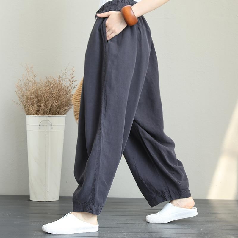 Casual Wide Leg Linen Byxor Dam Lösa Byxor