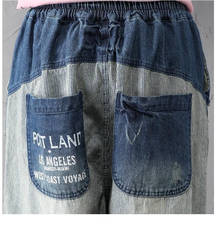 Dam Loose Denim Byxor Tvättade Hål Stickningar Vår Höst