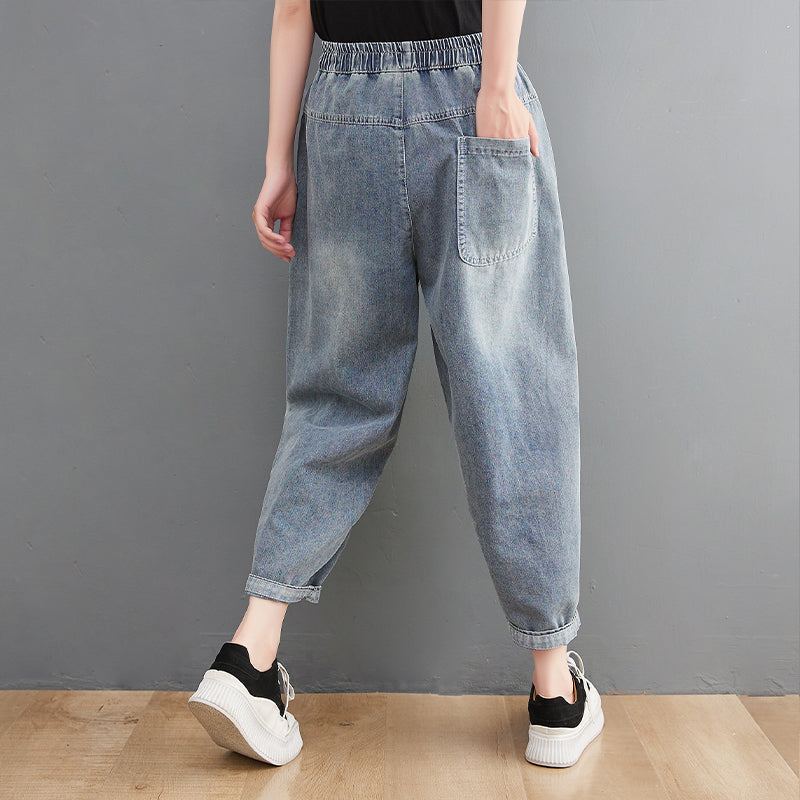 Dam Sommar Lösa Casual Solida Jeans