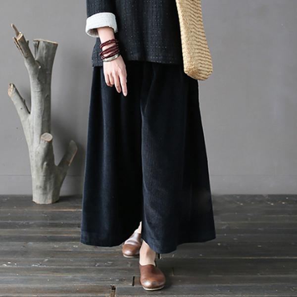 Höst Retro Casual Corduroy Wide Leg Byxor