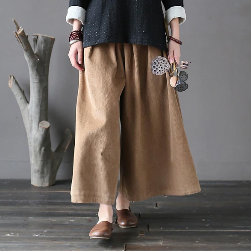 Höst Retro Casual Corduroy Wide Leg Byxor