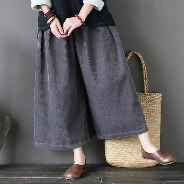 Höst Retro Casual Corduroy Wide Leg Byxor