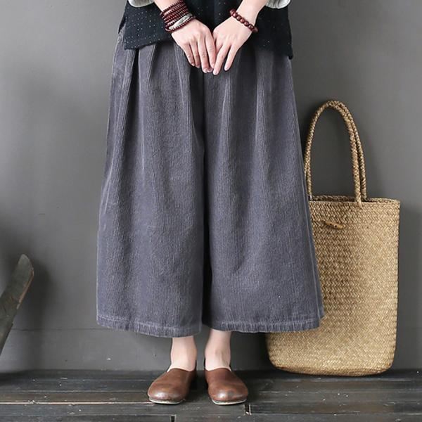 Höst Retro Casual Corduroy Wide Leg Byxor